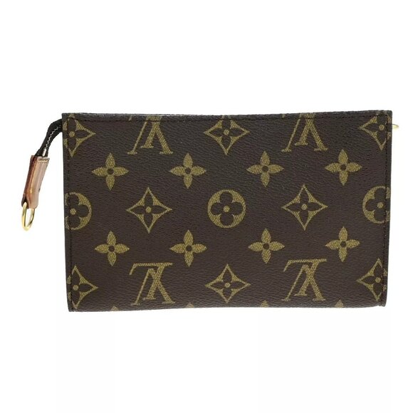 LOUIS VUITTON Logo BUCKET PM Pouch Bag Monogram Leather Brown France 60EE074 - Picture 9 of 13